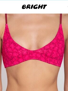 Bright Pink Floral Bikini Top - bright swimwear Sofia top NWT